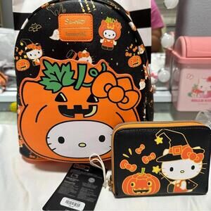 Loungefly Hello Kitty Pumpkin Mini Backpack and Wallet Set